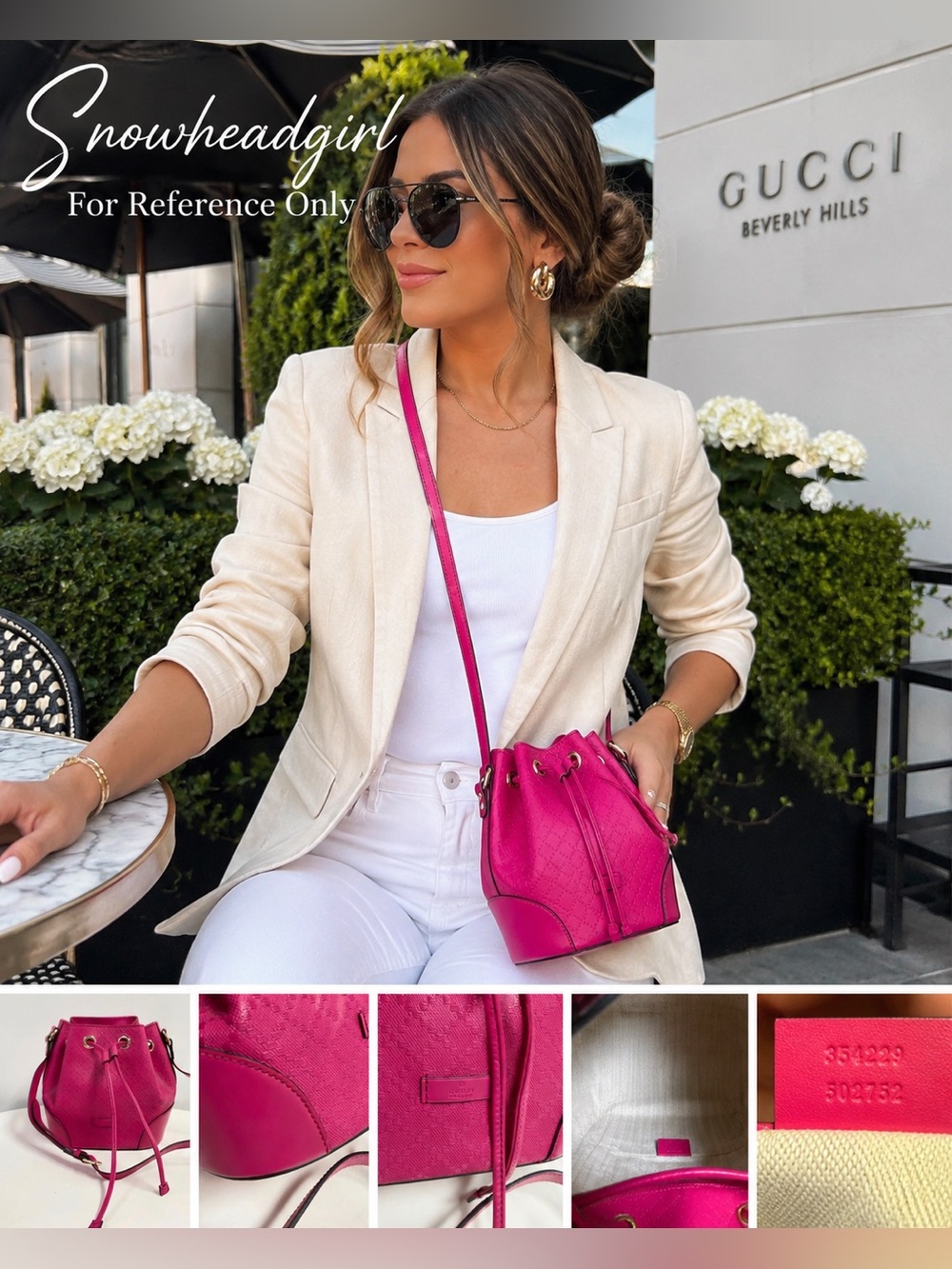 Gucci Diamante Bright Pink Mini Bucket Crossbody Bag w/ COA Italy